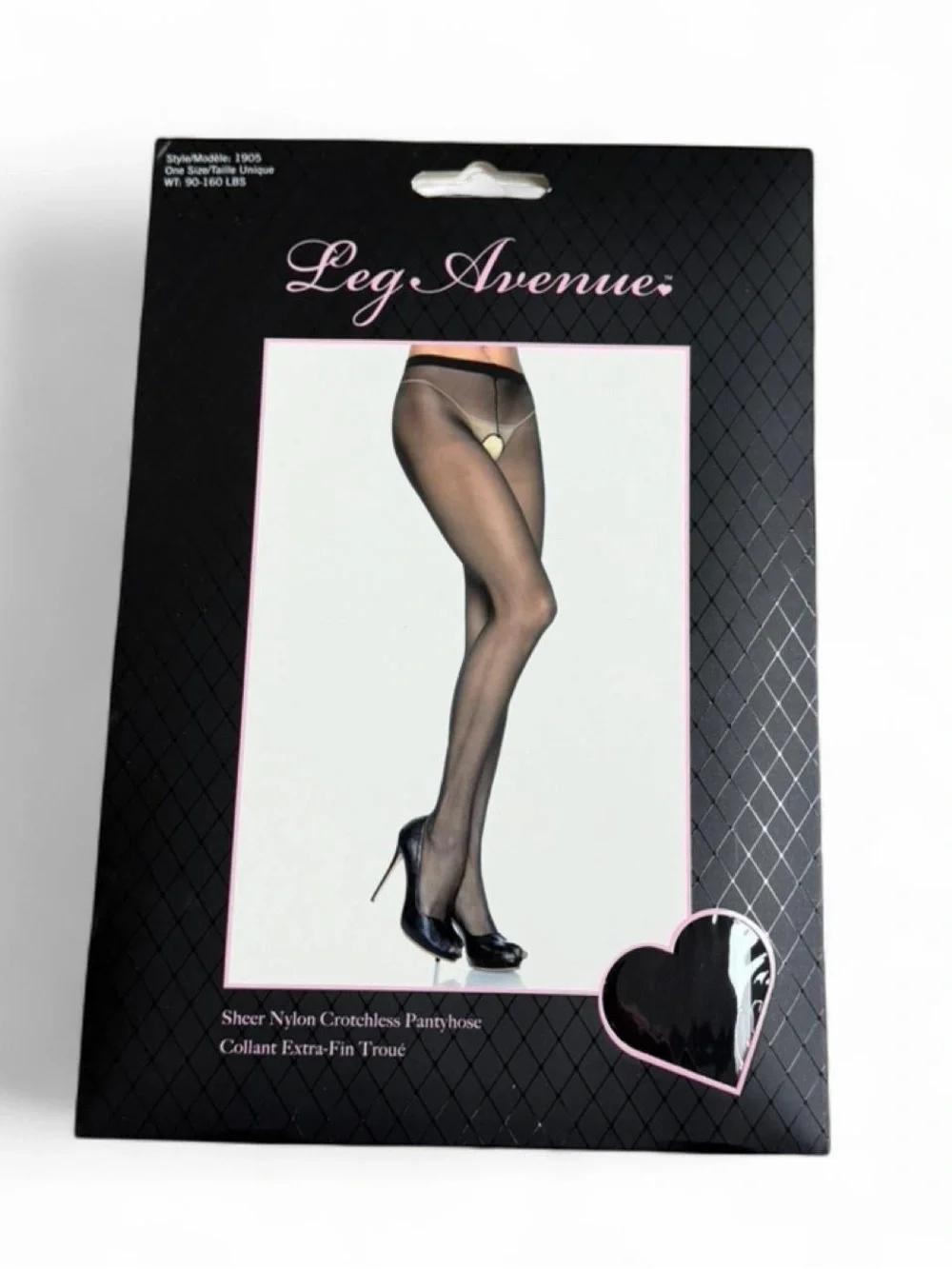 Y2K Deadstock 2000s leg avenue sheer full length black nylon tights (crotchless)